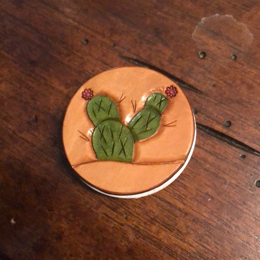 Pop socket phone grip leather cactus western boho